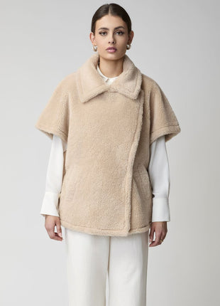 Antonella Poncho | Lammwolle Beige