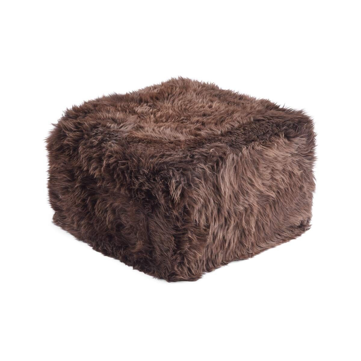 Lammfellpouf | Langhaar | Neuseeland | 50x50x32 cm Schokolade