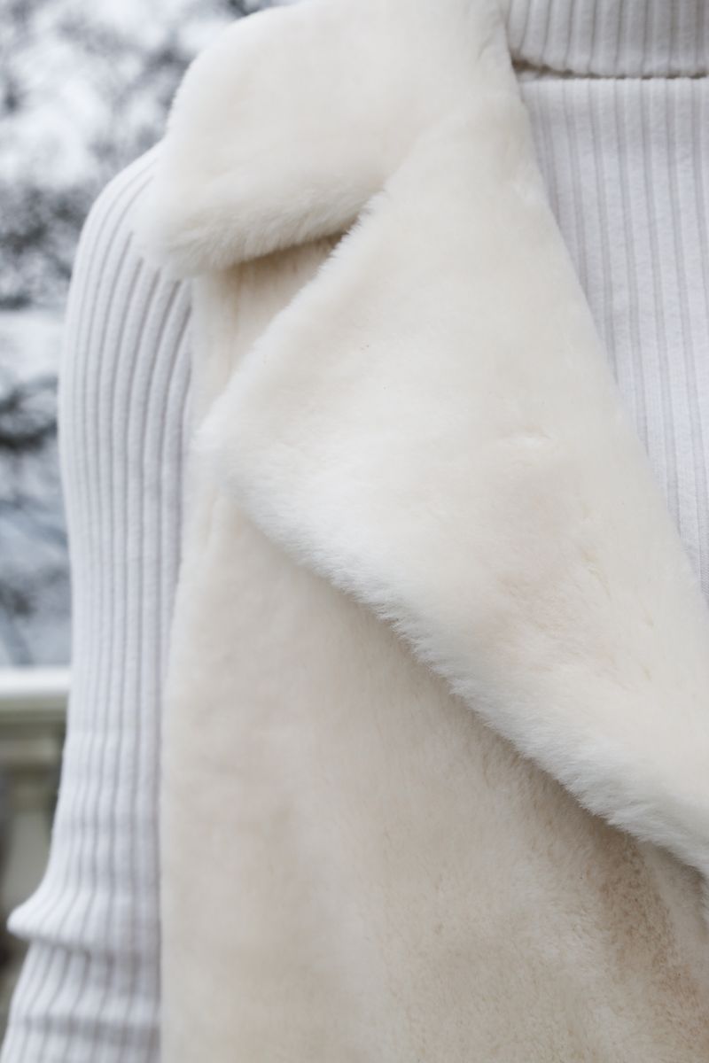Raelynn Weste | Shearling Lammfell Perlweiß