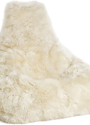 Lammfell Sitzsackstuhl Premium | Langhaar | Neuseeland | 100x100x80 cm Weiß