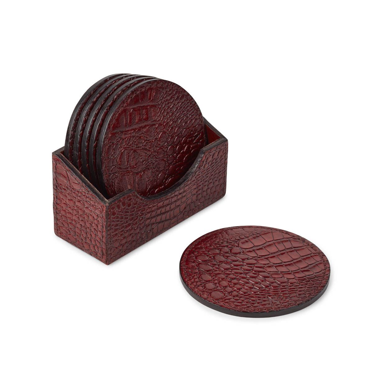 Untersetzer | Kalbsleder | Krokodilmuster | D10 cm