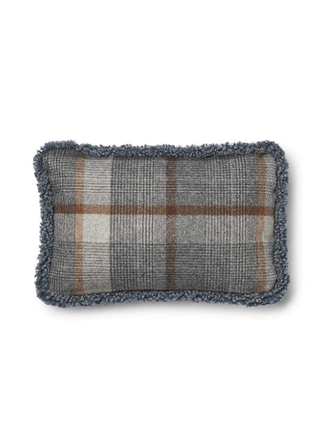 Kariertes Wollkissen | 100% Wolle | Fellborte | 34x52 cm