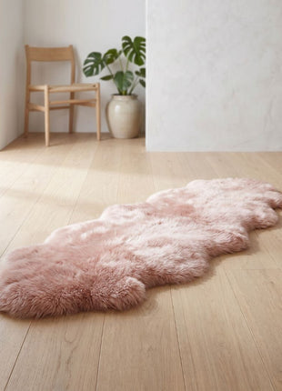 Merino Doppeltes Lammfell | Langhaar | Neuseeland | 170x60 cm Rosa