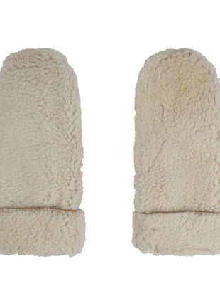 Iris Fäustlinge | Merino Lammfell | Damenfäustlinge Tan/Weiß