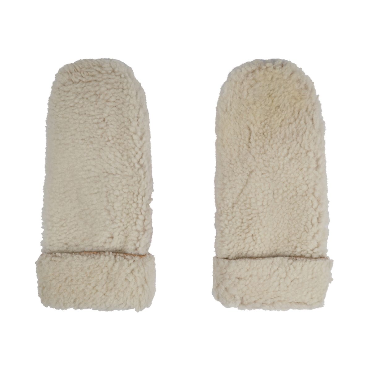 Iris Fäustlinge | Merino Lammfell | Damenfäustlinge Tan/Weiß