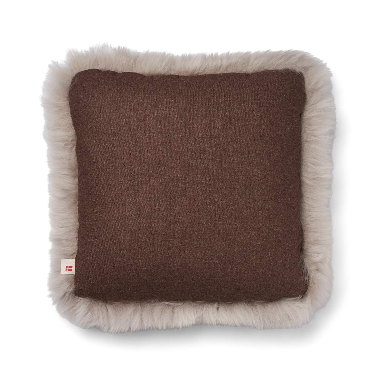 Lammfellkissen | Langhaar | Neuseeland | 100% Wolle | 52x52 cm | 34x52 cm Braun/Dove