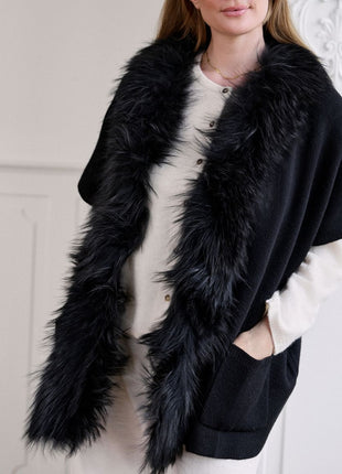 Nina Poncho | Wolle, Waschbär Schwarz