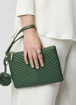 Helene Clutch | Lammleder Antikgrün