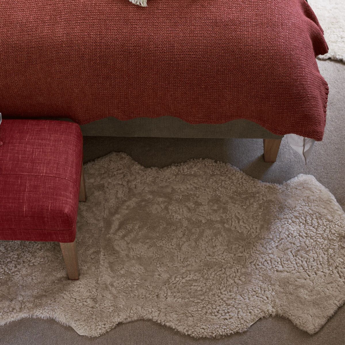 Doppeltes Lammfell | Kurzhaar | Neuseeland | 170x60 cm Taupe