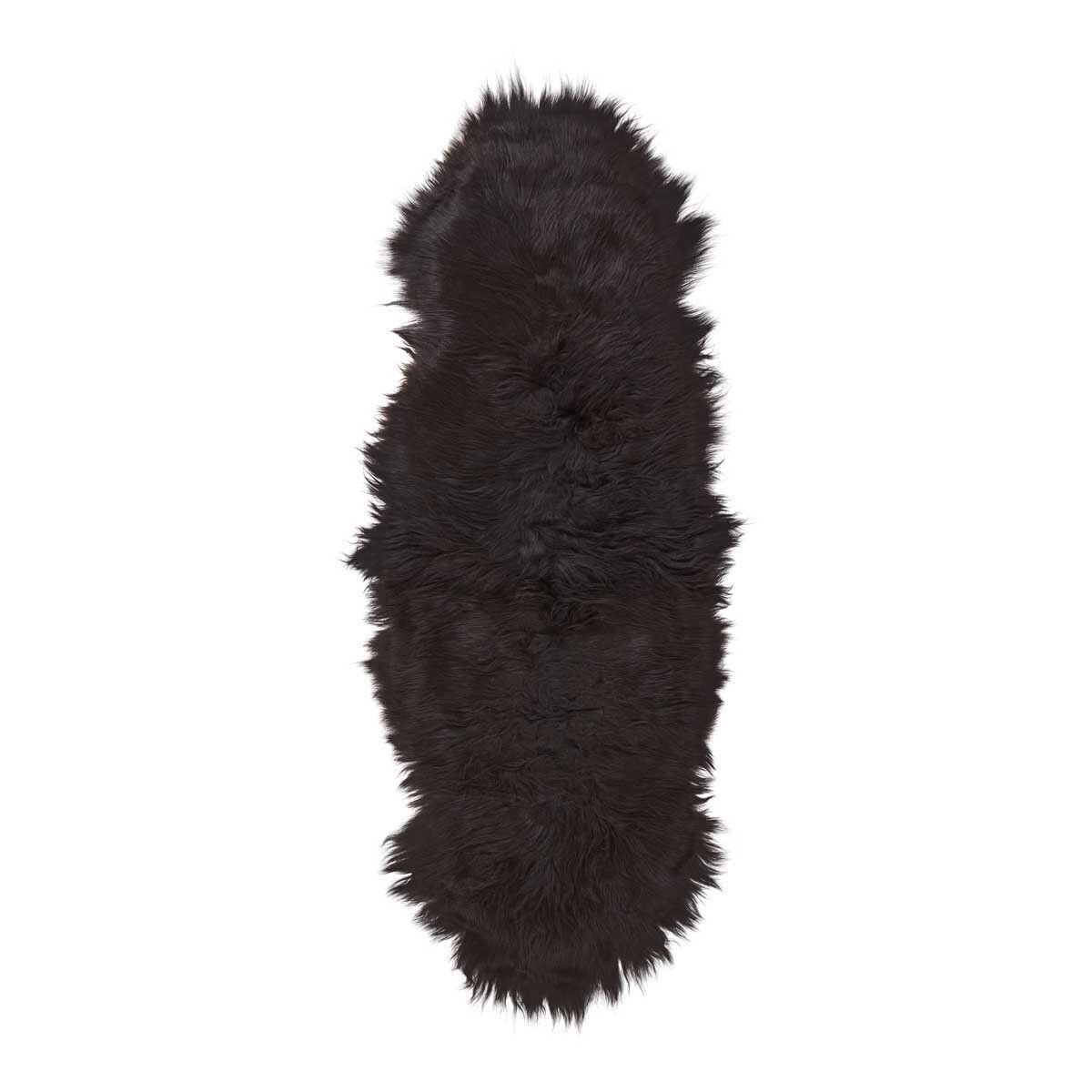 Lammfell | Langhaar Premium | Island | 180x60 cm Schwarz