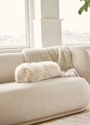 Coral Reefs Lammfellkissen | Langhaar | Neuseeland | 20x52 cm Schwarz/Schwarz