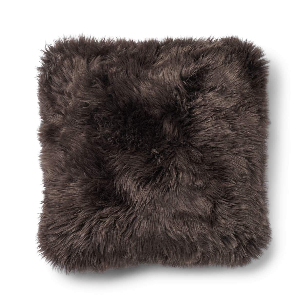 Lammfellkissen | Langhaar | Neuseeland | 100% Wolle | 52x52 cm | 34x52 cm Braun/Walnuss