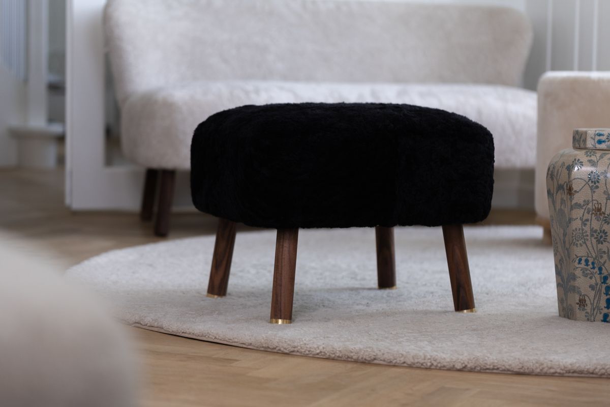 Lammfell Designerteppich | Kurzhaar | Neuseeland | D140 cm Perlweiß