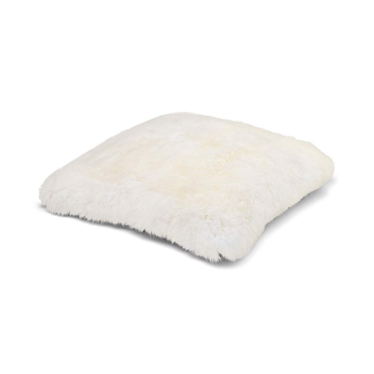 Lammfell Sitzsack | Langhaar | Neuseeland | Einseitig | 90x90 cm Weiß