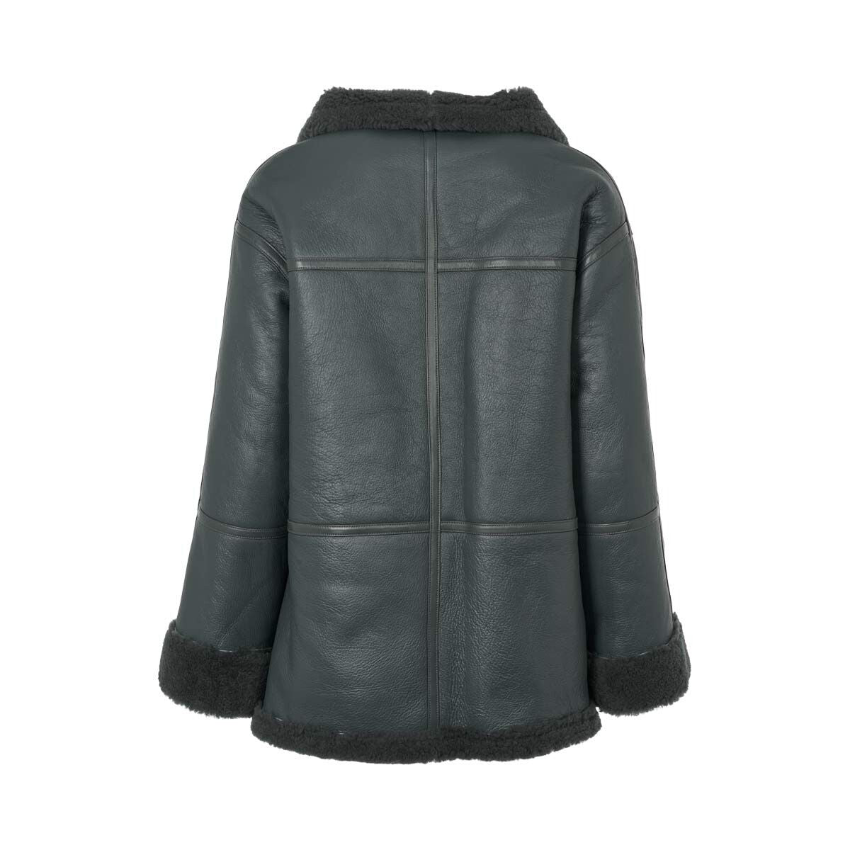 Karina Jacke | Lammfell Blau/Grau