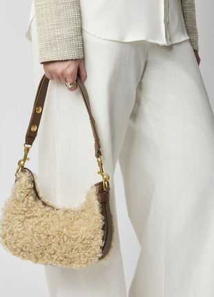 Regan Tasche | Lammwolle, Kalbsleder Braun