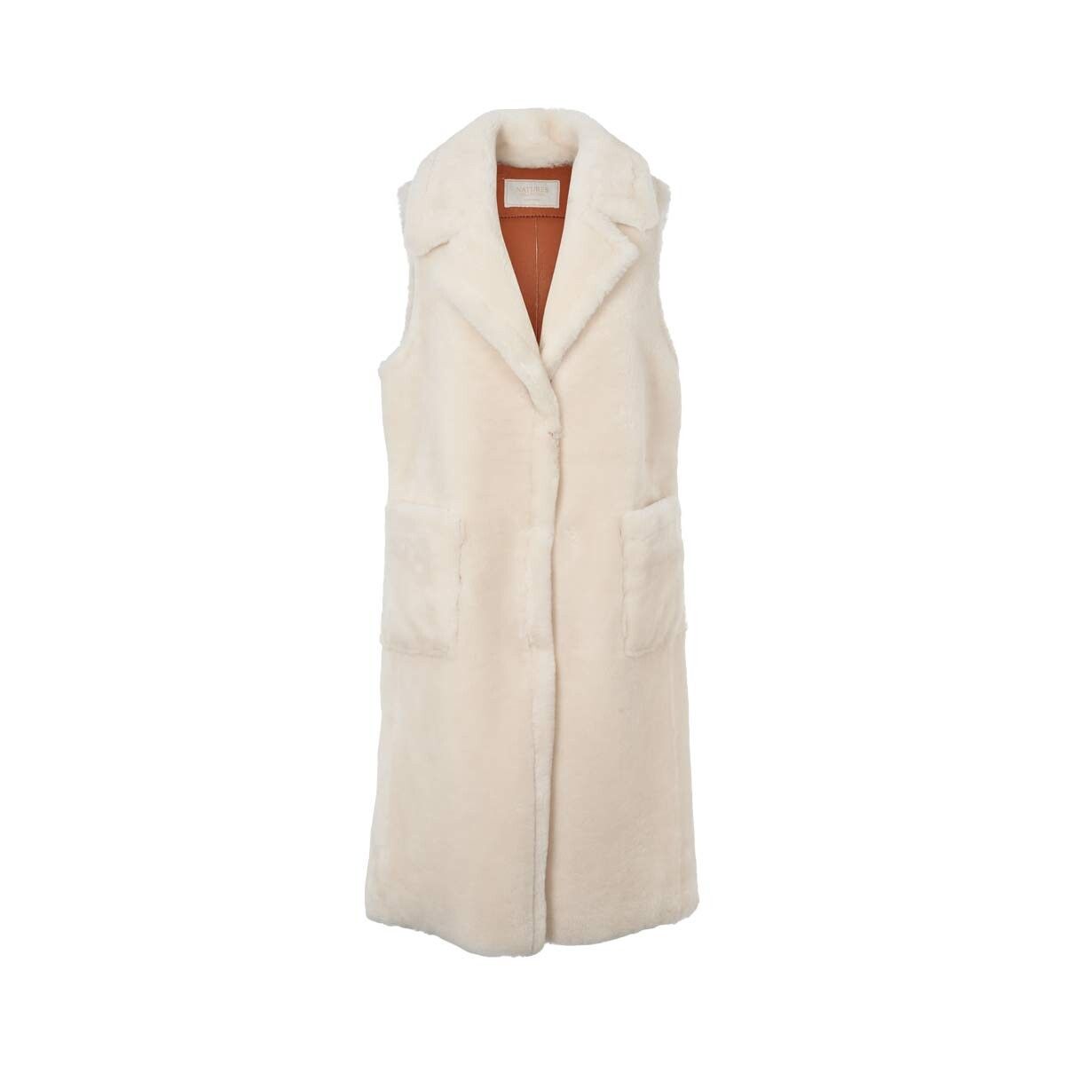 Raelynn Weste | Shearling Lammfell Lederbraun/Elfenbein