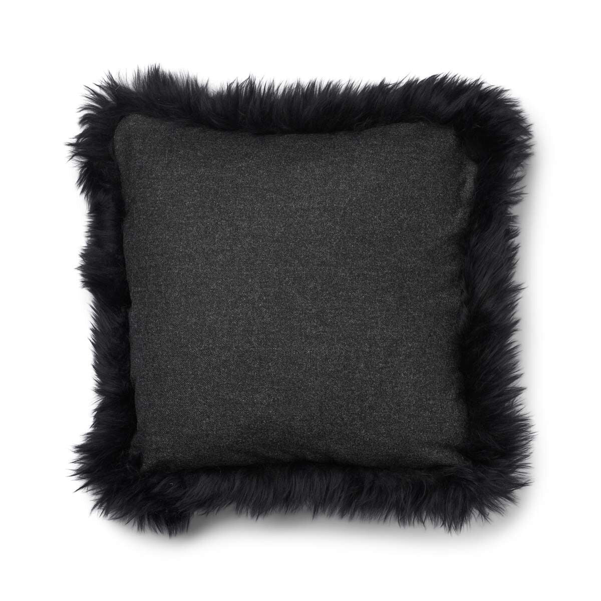 Wollkissen | 100% Wolle | Fellborte | 52x52 cm | 34x52 cm Kohle/Schwarz