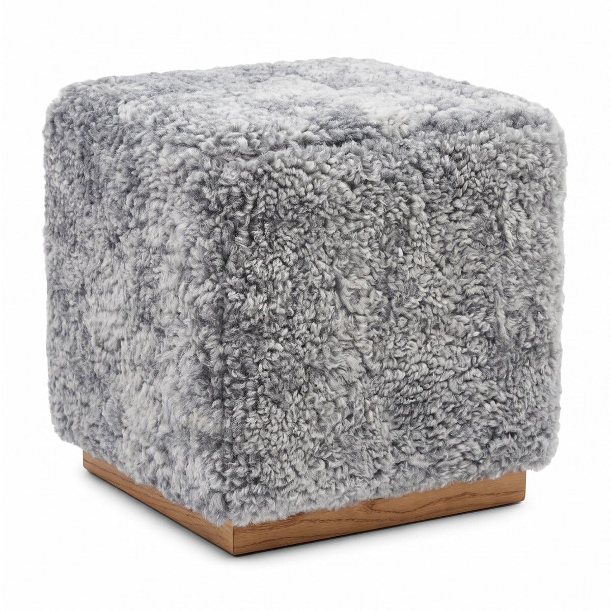 Lammfellhocker Benjamin | Kurzhaar | 46x46x47 cm Hellgrau