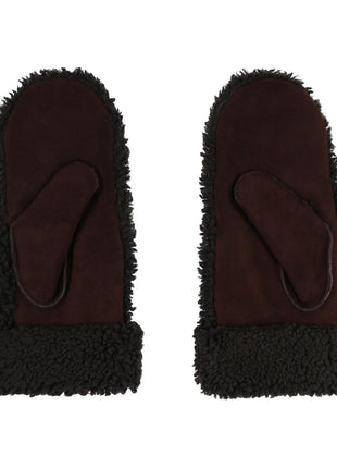 Iris Fäustlinge | Merino Lammfell | Damenfäustlinge Dunkelbraun