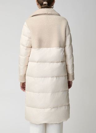 Jade Mantel | Daunen, Lammwolle Beige