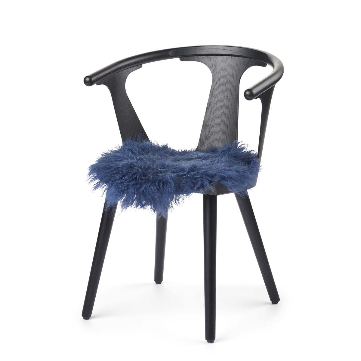 Lammfell Stuhlauflage | Tibet | D38 cm Marineblau