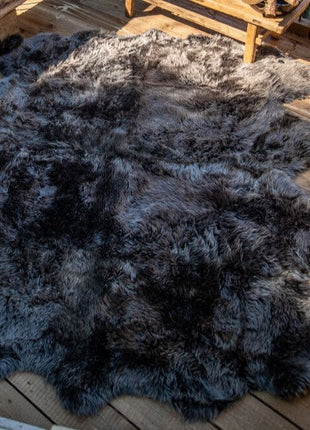 Lammfell Teppich Premium | Langhaar | Neuseeland | 180x214 cm Schwarz