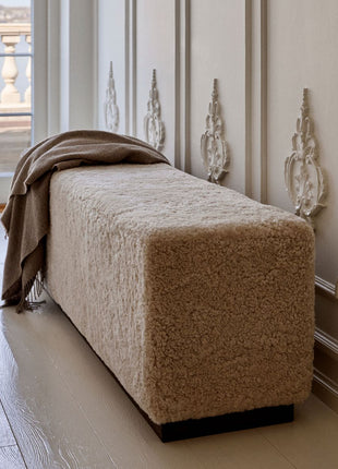 Lammfellbank Benjamin | Kurzhaar | 160x44x52 cm Anthrazit