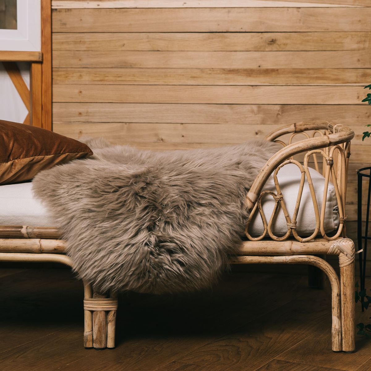 Merino Schaffell | Langhaar | Neuseeland | ca. 100x60 cm Taupe