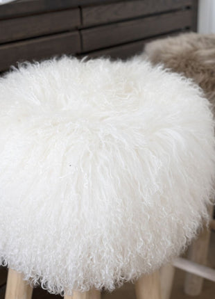 Lammfell Hockerbezug | Tibet | 35x17 cm Arctic Sunrise