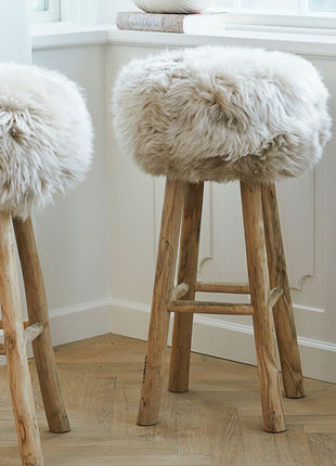 Lammfell Hockerbezug | Langhaar | Neuseeland | 35x17 cm Schwarz