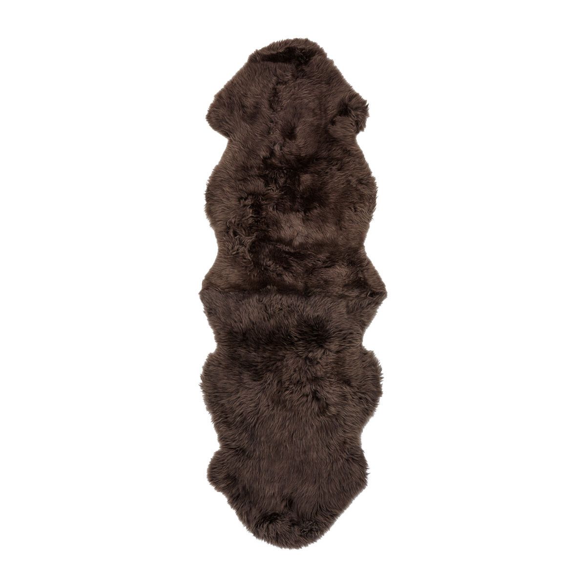 Merino Doppeltes Schaffell | Langhaar | Neuseeland | 160x60 cm Walnuss