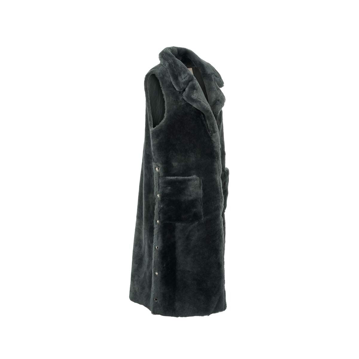 Raelynn Weste | Shearling Lammfell Blau/Grau