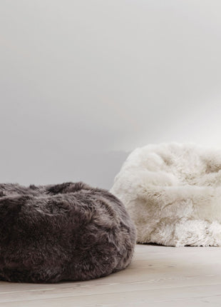 Lammfell Sitzsack Premium | Langhaar | Neuseeland | 73x74 cm | 92x93 cm Schwarz