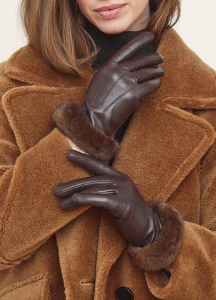 Kendall | Lederhandschuhe | Nerzpelz | Damenhandschuhe Schwarz