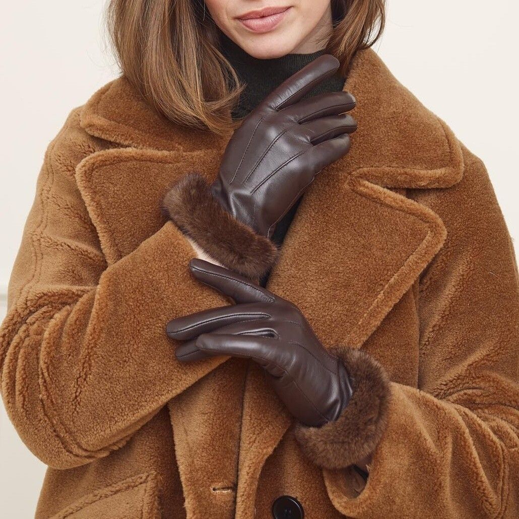Kendall | Lederhandschuhe | Nerzpelz | Damenhandschuhe Schwarz