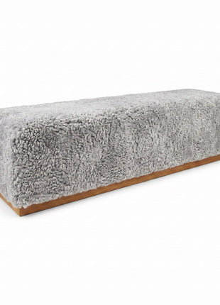 Lammfellbank Benjamin | Kurzhaar | 160x44x52 cm Hellgrau