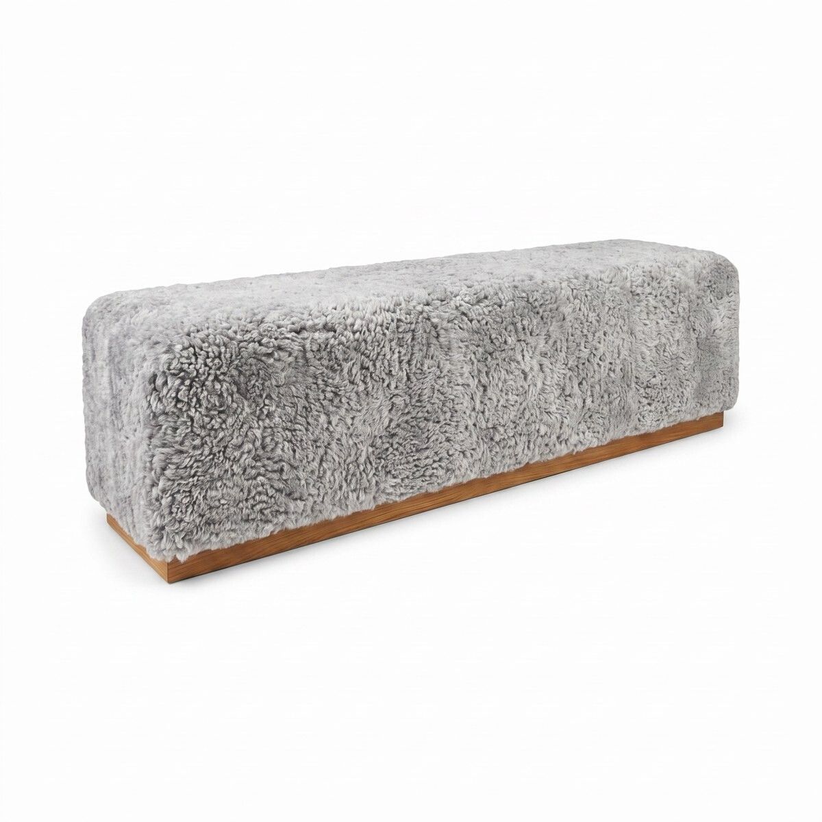 Lammfellbank Benjamin | Kurzhaar | 160x44x52 cm Hellgrau