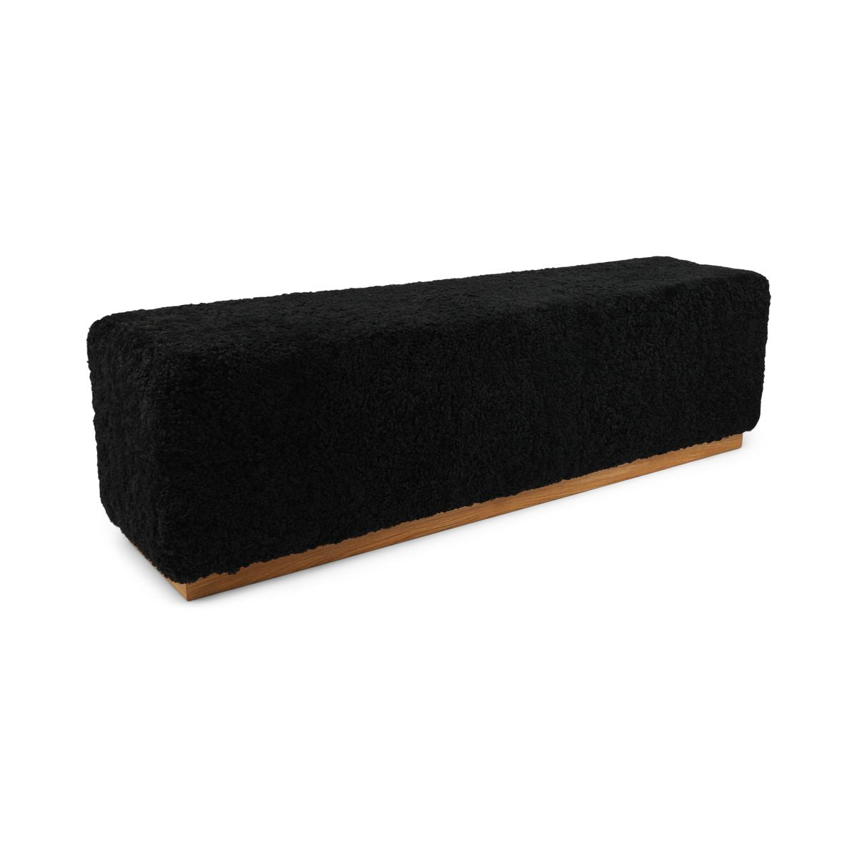 Lammfellbank Benjamin | Kurzhaar | 160x44x52 cm Schwarz