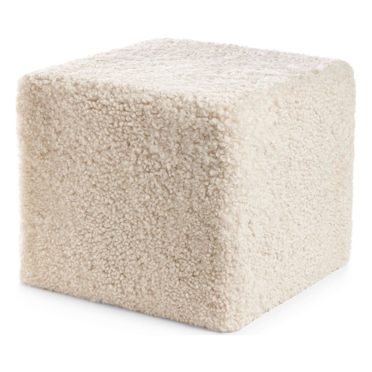 Lammfellpouf Premium | Kurzhaar | Neuseeland | 40x40x35 cm Perlweiß