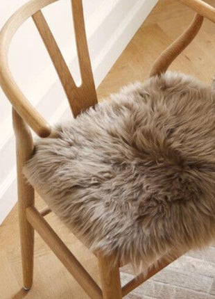 Lammfell Stuhlauflage | Langhaar | Neuseeland | 37x37 cm Schwarz