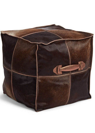 Hocker mit Griff | Brasilien | Hochwertiger Kalbsleder | 45x45x45 cm