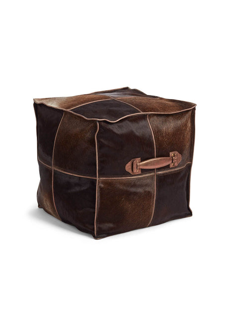 Hocker mit Griff | Brasilien | Hochwertiger Kalbsleder | 45x45x45 cm