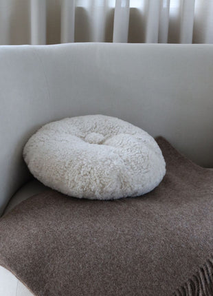 Rundes Fellkissen | Kurzhaar | Neuseeland | Doppelseitig | D40 cm Anthrazit