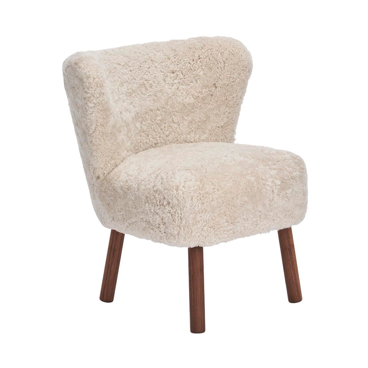 Emily Esszimmerstuhl | Premium Lammfell | Designmöbel Perlweiß
