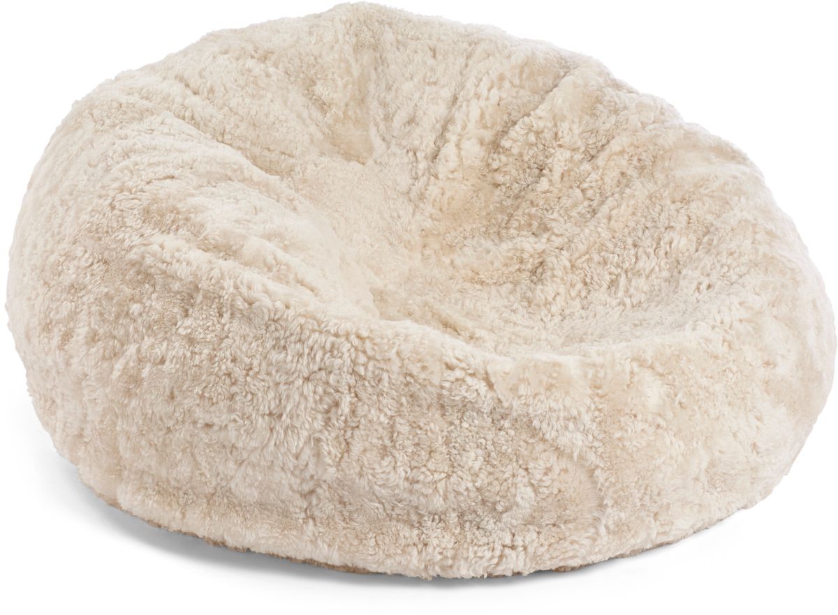 Lammfell Sitzsack | Kurzhaar | Neuseeland | 73x74 cm | 92x93 cm Perlweiß
