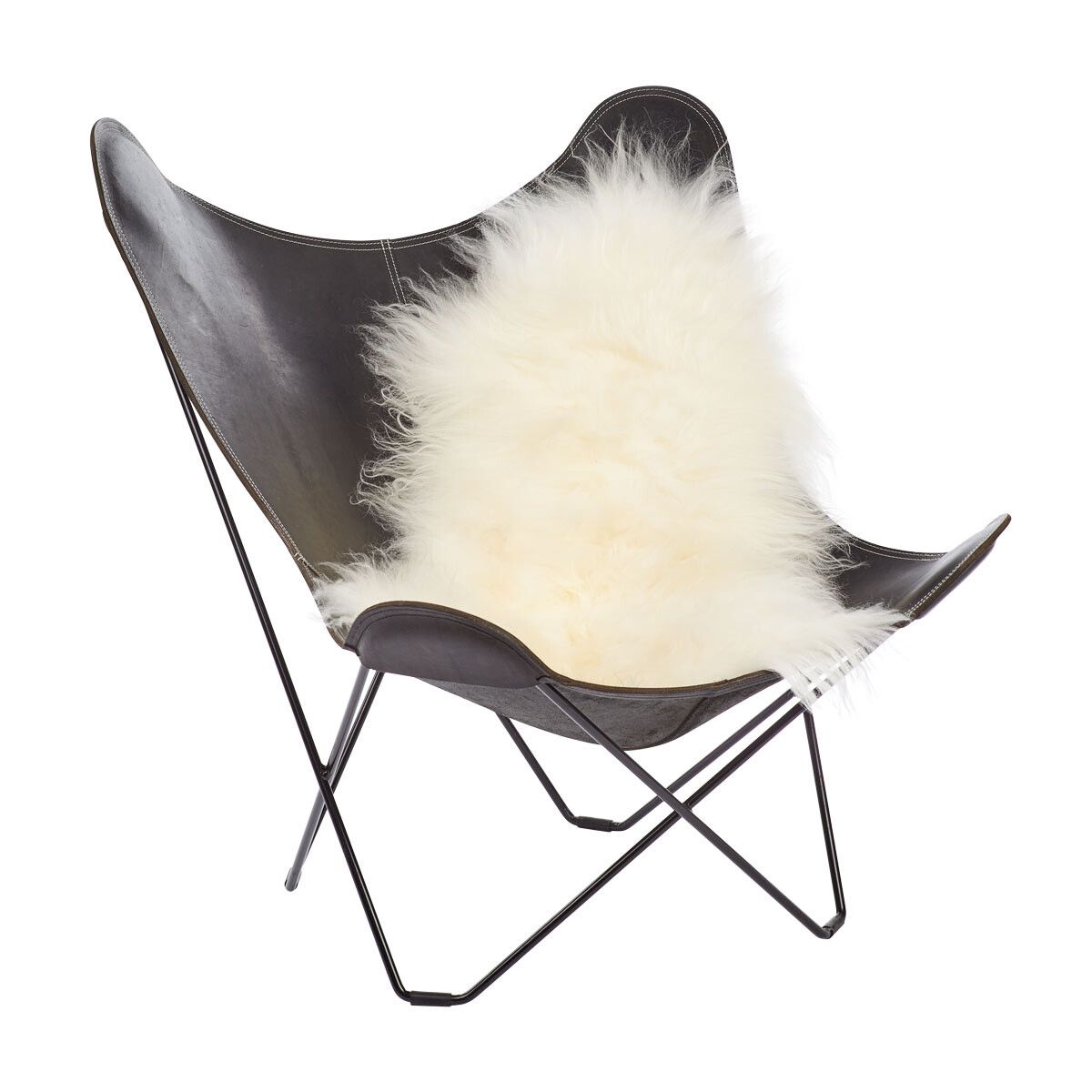 Lammfell Premium | Langhaar | Island | 120+x60 cm Weißlich