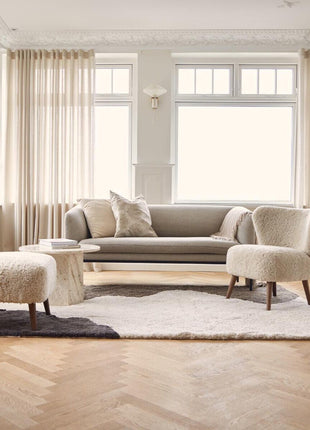 Lammfell Designerteppich | Kurzhaar | Neuseeland Anthrazit/Leinen/Taupe