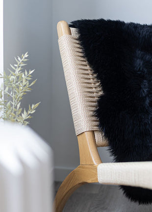 Merino Lammfell | Langhaar | Neuseeland | ca. 100x60 cm Schwarz