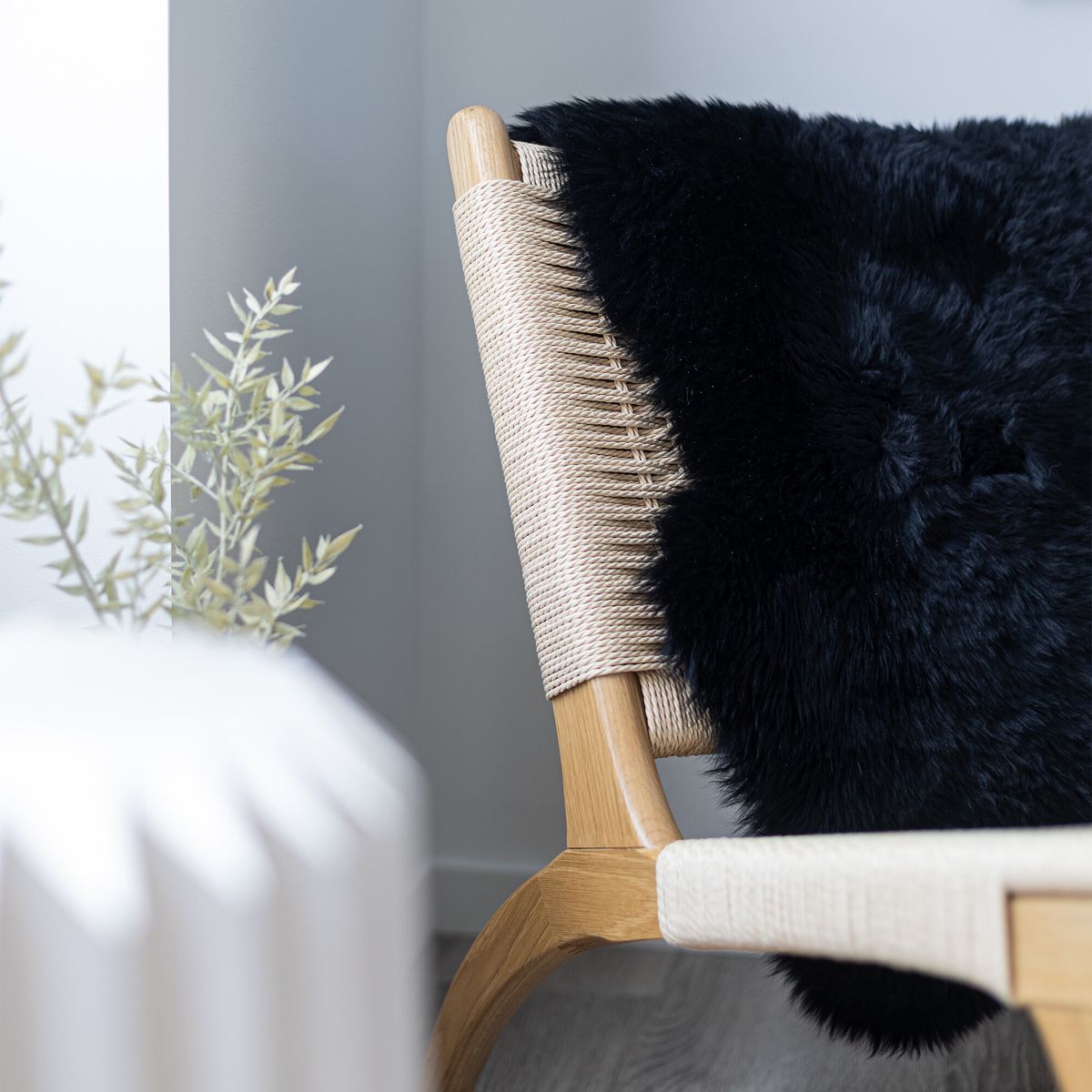 Merino Schaffell | Langhaar | Neuseeland | ca. 100x60 cm Schwarz